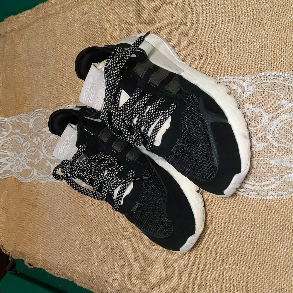 Adidas Nite Jogger "Core Black" Women's Sneakers Sz 5.5, Black/White